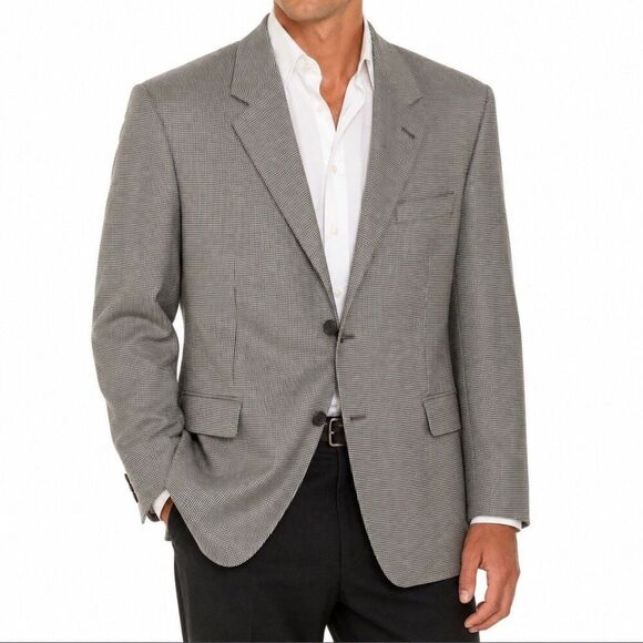 Andrew Fezza Other - Andrew Fezza 48R Sport Coat Blazer Silk Worsted Wool Gray Houndstooth Jacket